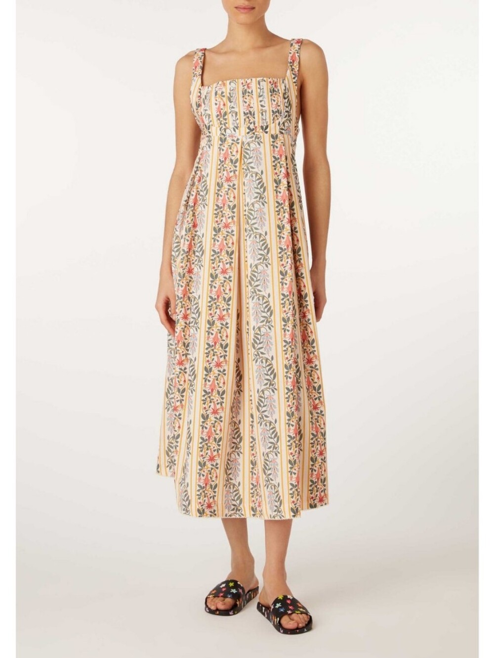 Agua by Agua Bendita Lluvia Floral Print Hortensia Cotton Midi Dress Size Small